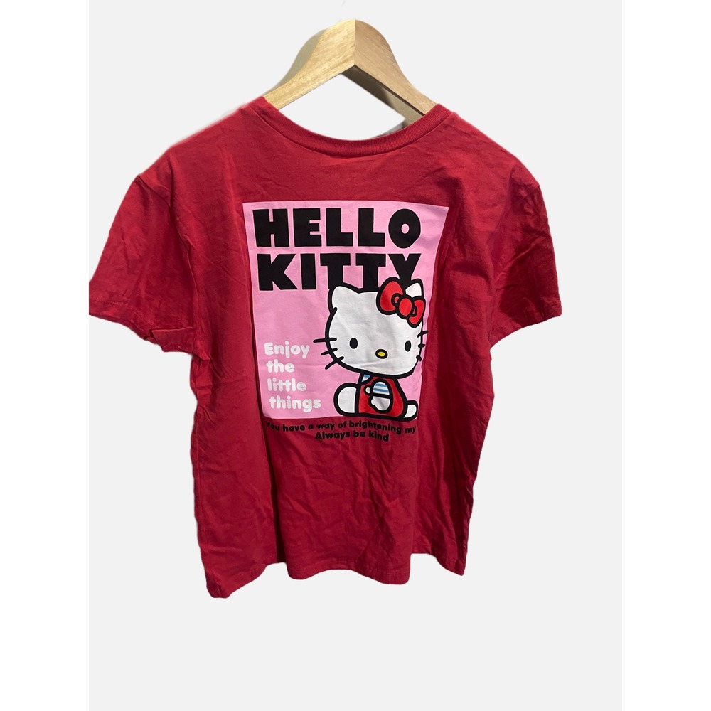 Sanrio Hello Kitty T-Shirt Women Large Red Graphic Print Enjoy Little Things Tee